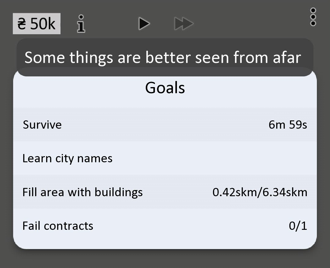 Goal showing hint, "Some things are better seen from afar"